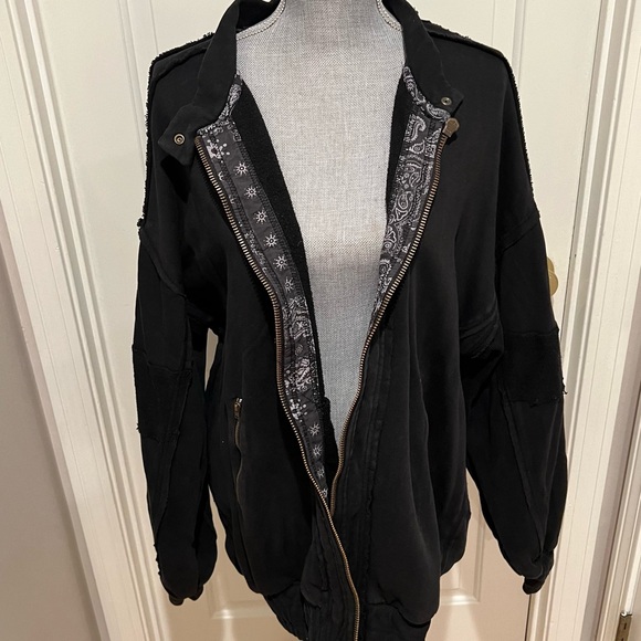 Free People Lou Moto Zip Jacket Black Size XL - Picture 4 of 10